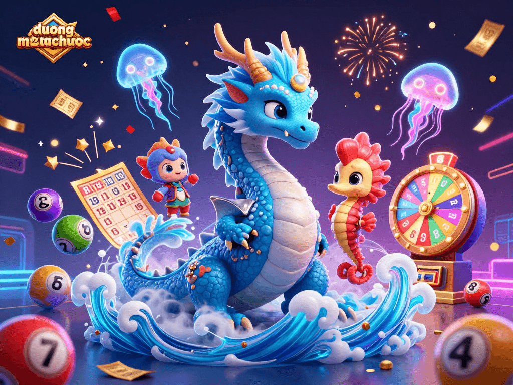 Engage with duongmatchuoc's vibrant gameplay featuring mystical aquatic characters and energetic casino elements.