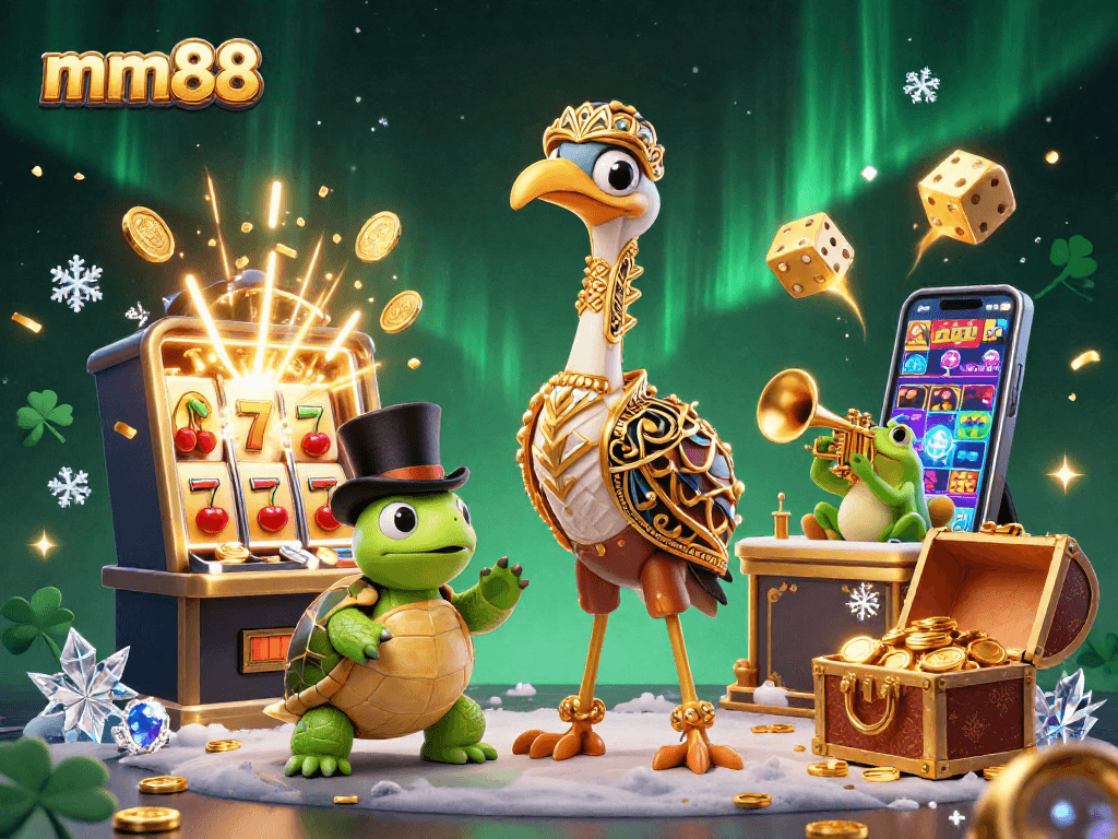 Experience thrilling wins at mm88 with vibrant 3D casino elements and dynamic characters.