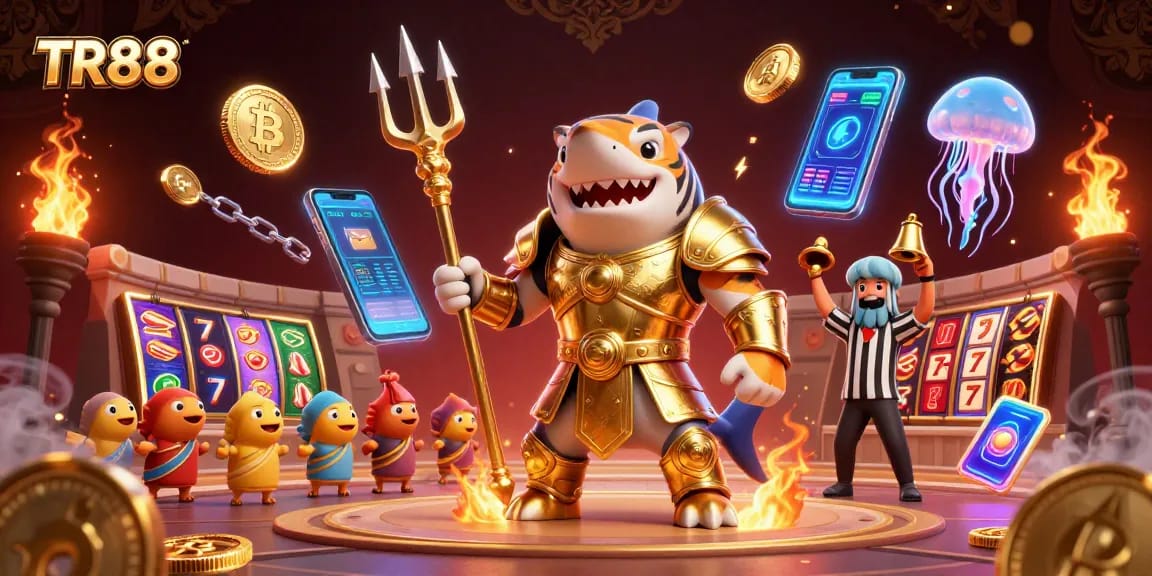 Experience thrilling gameplay at TR88 with an underwater casino scene featuring extraordinary characters.