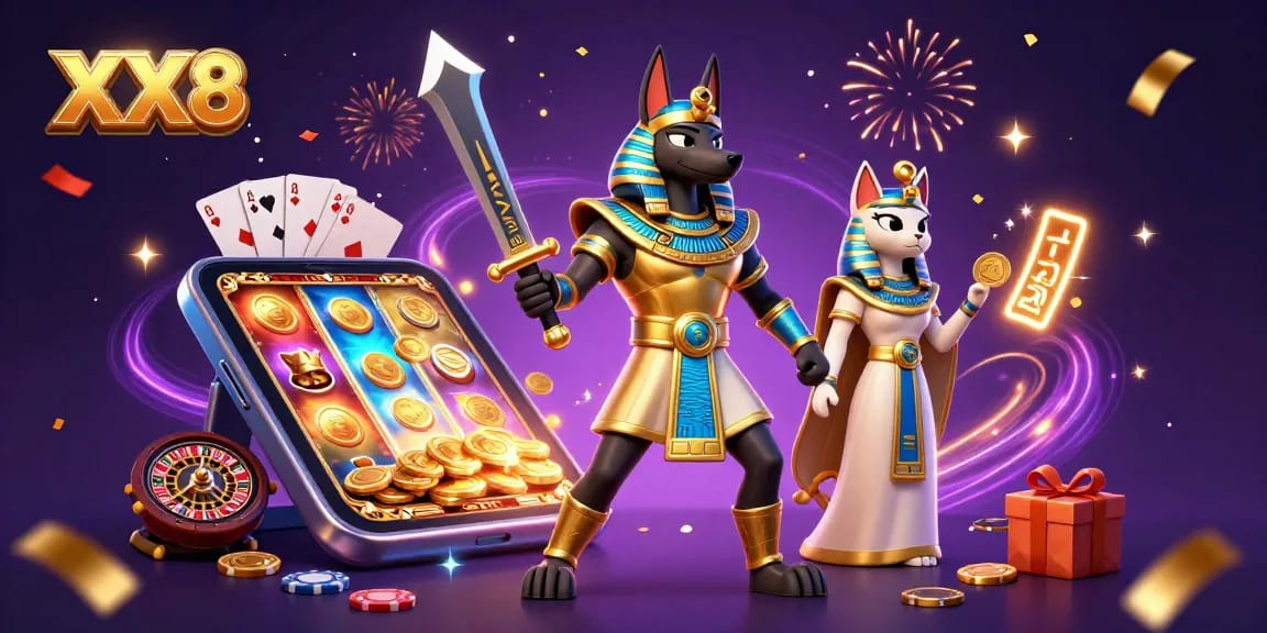 Win big with XX8's thrilling slot game experience featuring vibrant 3D characters and exciting gameplay elements.