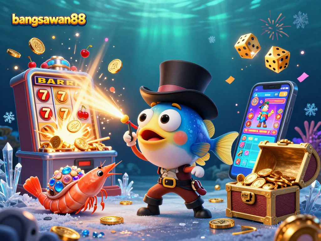 Attract golden coins and win with bangsawan88 in this vibrant 3D casino scene.