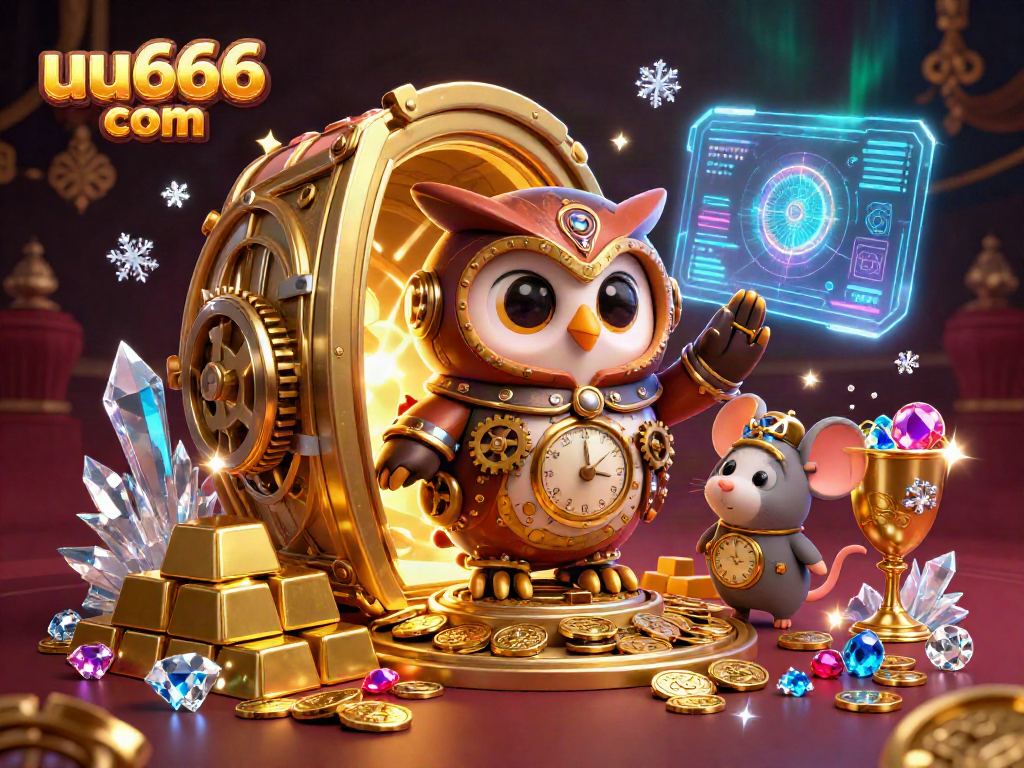 Engage with uu666 com in this vibrant 3D casino adventure featuring a time-traveler owl and treasures.