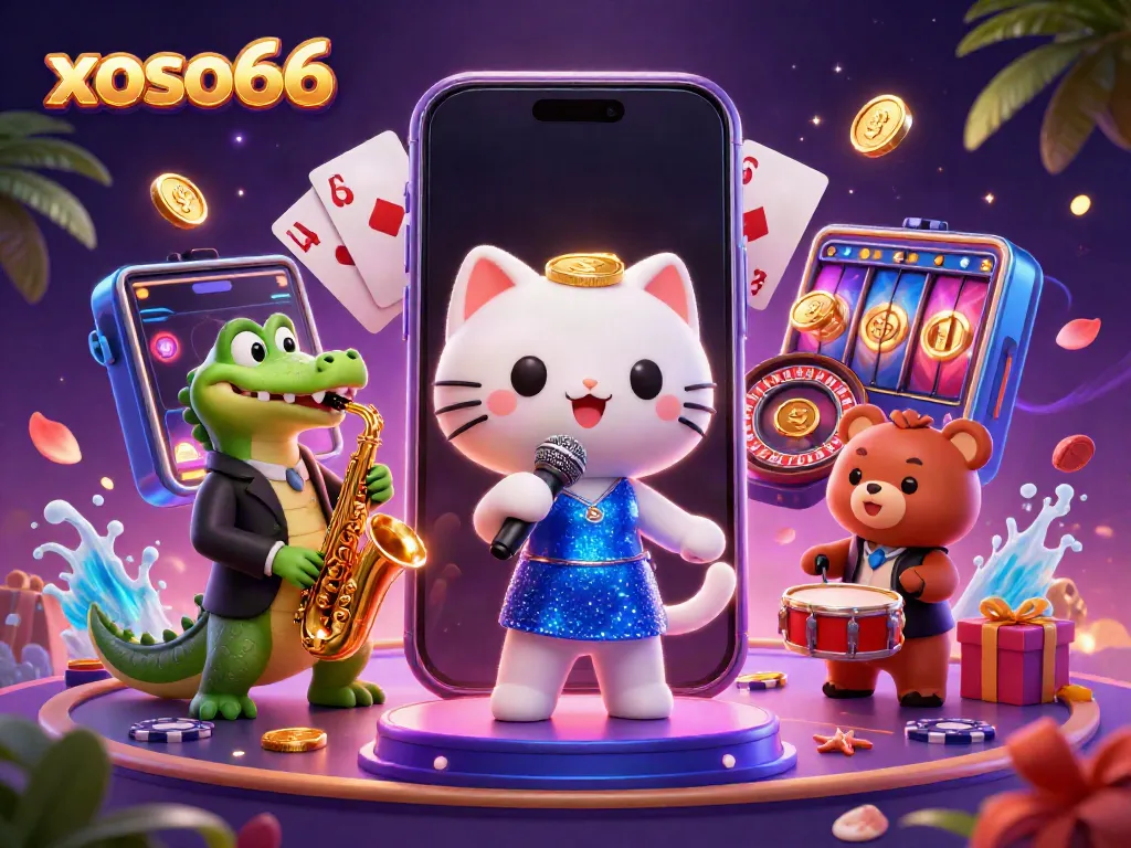 Experience the exhilarating excitement of xoso66 with animated characters and vibrant casino elements.