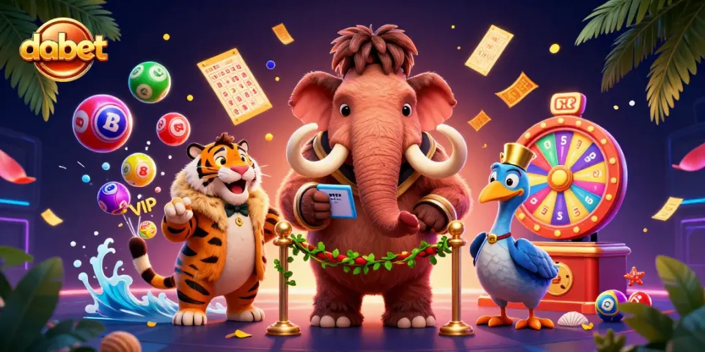 Experience dabet with an artistic casino illustration featuring a woolly mammoth checking ID at the door.