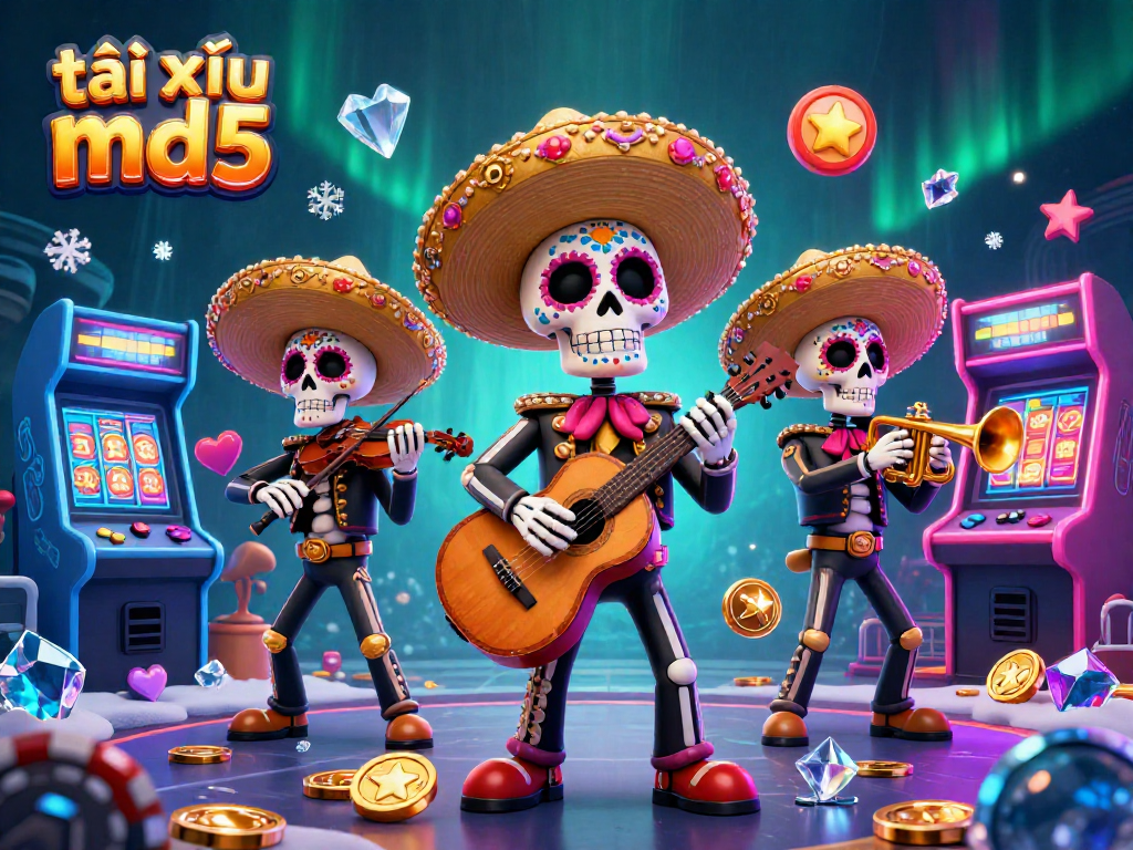 Play exciting tài xỉu md5 with colorful mariachis amid vibrant casino elements.