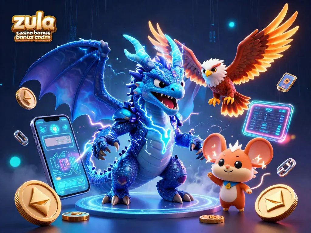 Experience zula casino bonus codes with a vibrant 3D digital scene showcasing a thunder dragon and gaming elements.