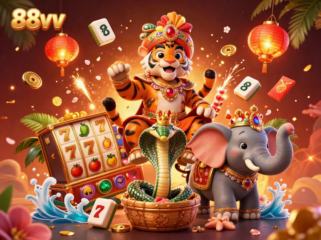 Experience the excitement of 88vv with a beautifully illustrated maharaja with golden elements of gaming.