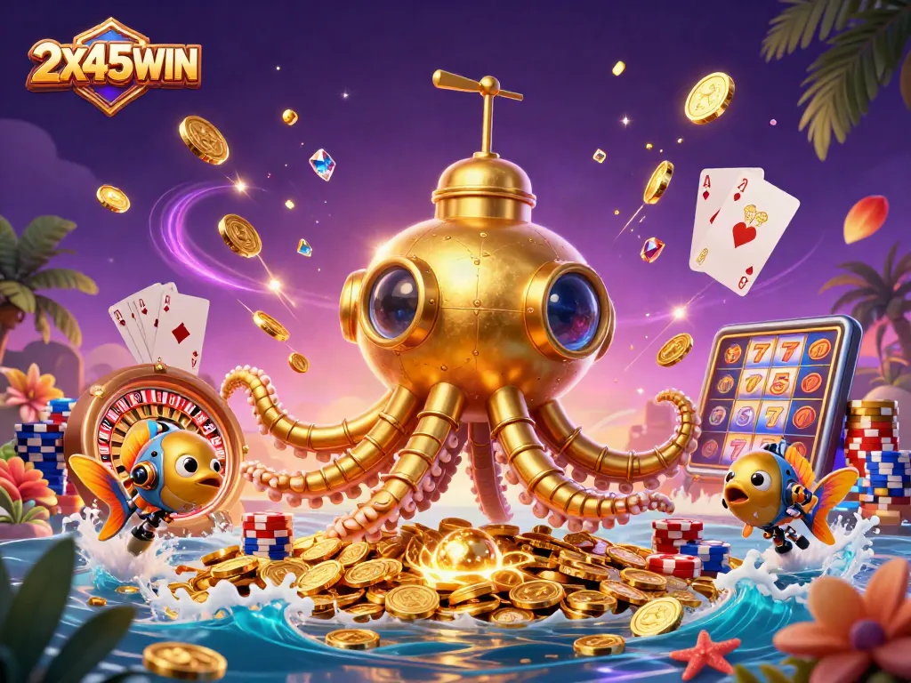 2X45WIN memikat pemain dengan slot yang menggiurkan dan tumpukan koin emas yang berkilau.