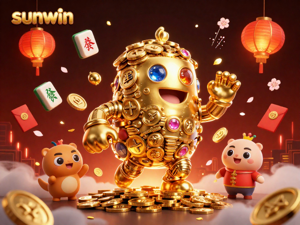 Join the thrilling action with Sunwin's golden golem and casino-themed elements exploding into excitement.