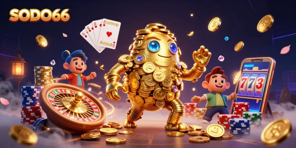Win big with SODO66's dynamic casino experience featuring stunning 3D visuals and vibrant game elements.