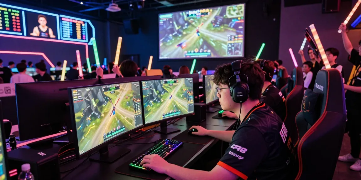 Intense eSports gaming moment featuring players in F168 jerseys at a packed arena