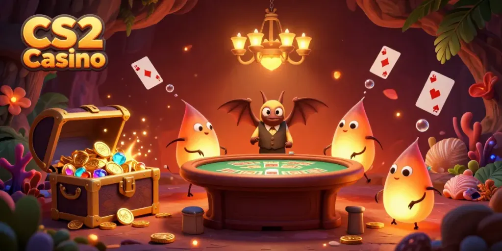 Enjoy thrilling gameplay at CS2 Casino with glowing bioluminescent glowworms and colorful treasures.