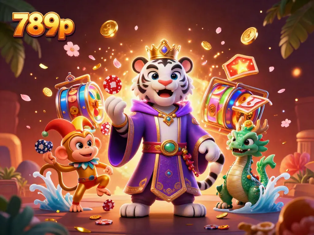 Experience the thrill of winning with 789p jackpot slots in a vibrant 3D illustration.