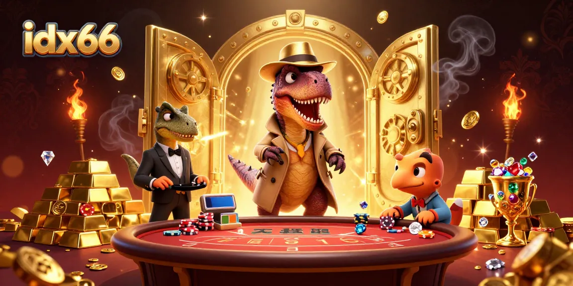 Permainan kasino yang menarik di idx66 dengan velociraptor dan stegosaurus di meja blackjack.