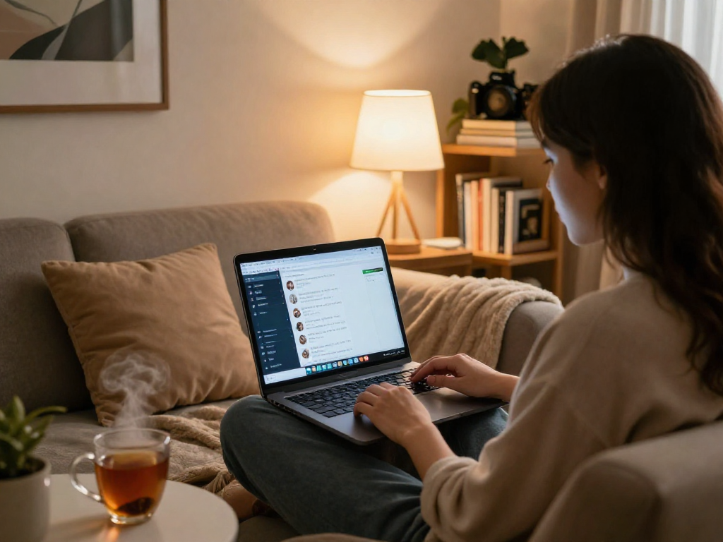 Engaging ai porn chat scene with a cozy atmosphere and inviting decor.