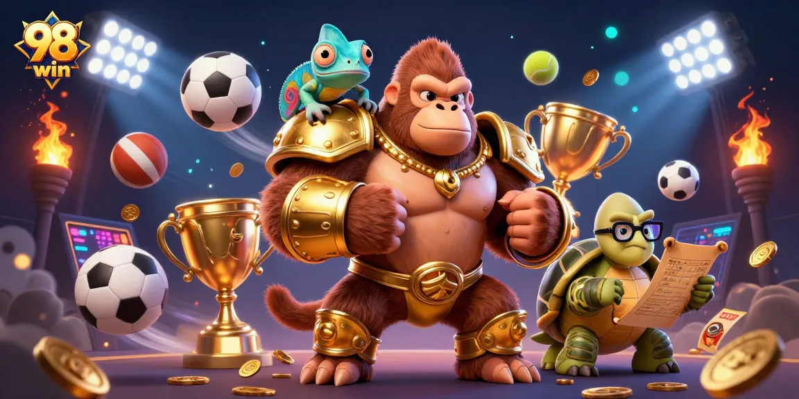 Experience thrilling gaming at 98 win with dynamic action and vibrant casino elements in a vibrant scene.