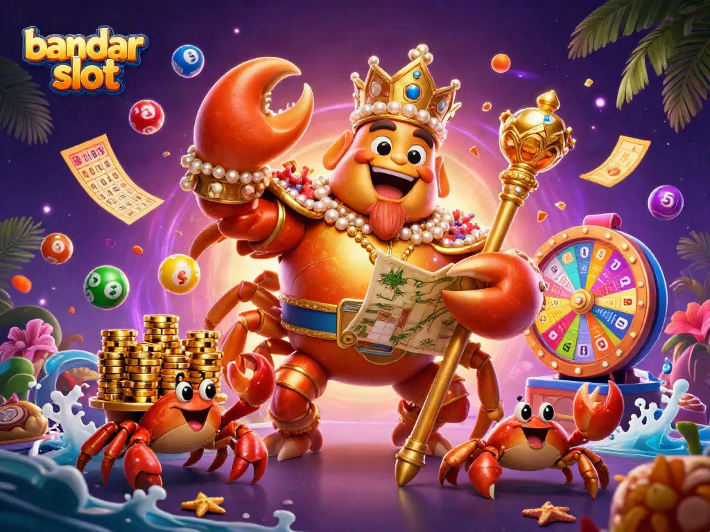 Menangkan peluang dengan bandar slot dalam ilustrasi kasino cerah dan berwarna-warni.