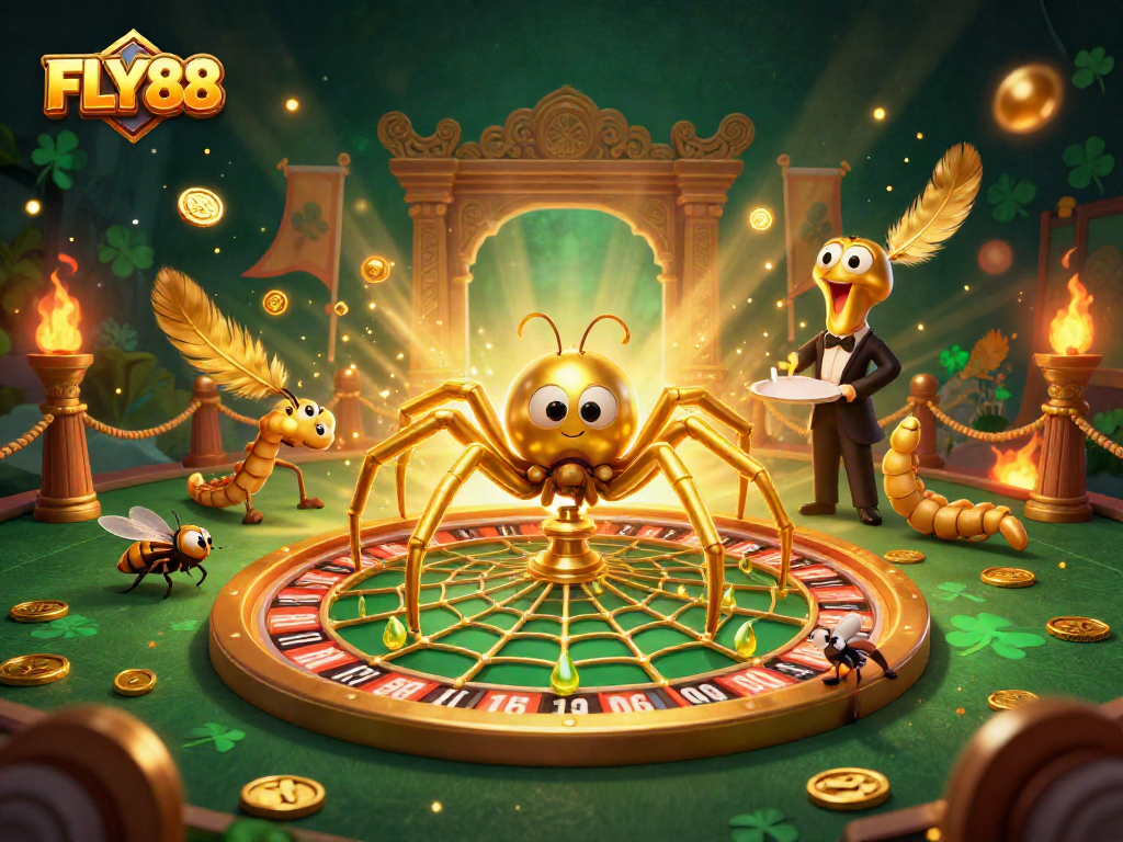 Betting with FLY88 at a vibrant 3D casino scene, featuring unique characters and dynamic game elements.