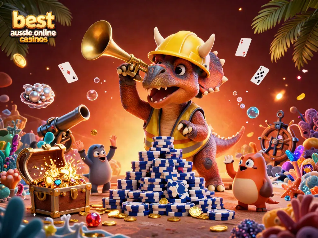 Celebrate wins at the best aussie online casinos with vibrant gaming scene including poker chips and triumph.