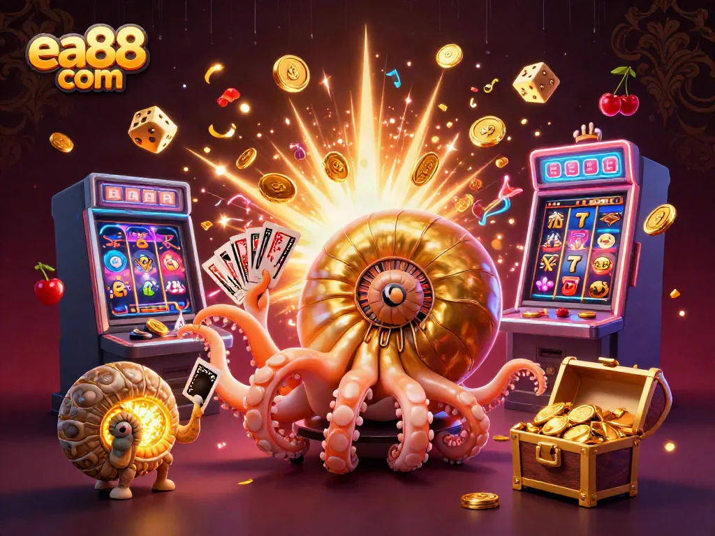 Experience the thrill of ea88 com with 3D cartoon characters and vibrant casino elements bursting with action.