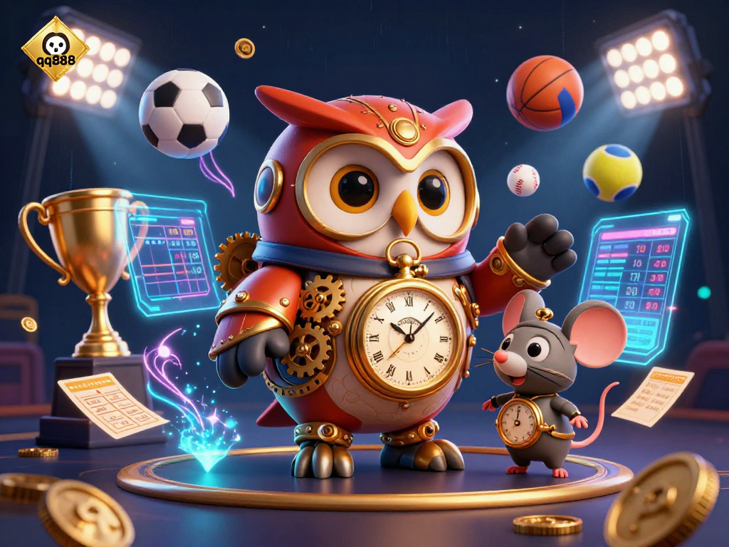 Experience thrilling action at qq888 with cartoon characters engaging in lively sports gambling!