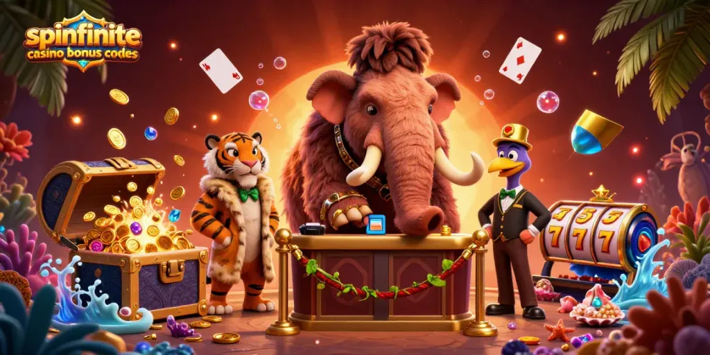 Experience spinfinite casino bonus codes with a vibrant bouncer scene, showcasing wealth and excitement.