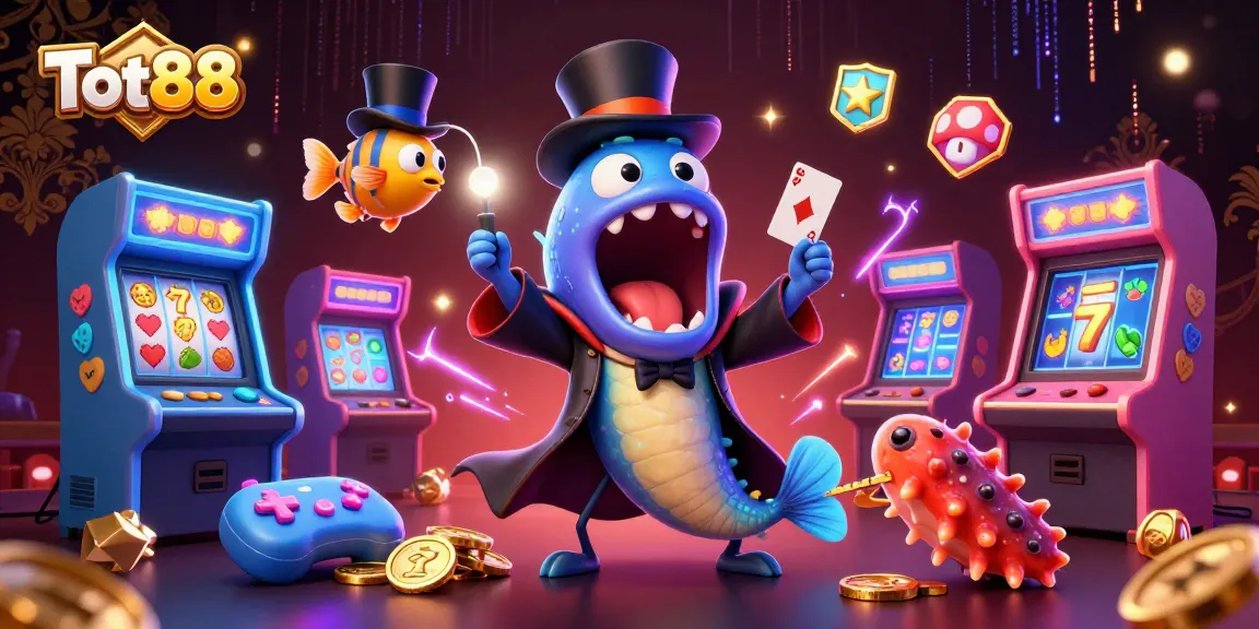 Tot88 reveals thrilling card tricks in a vibrant 3D casino scene with magical sea creatures.