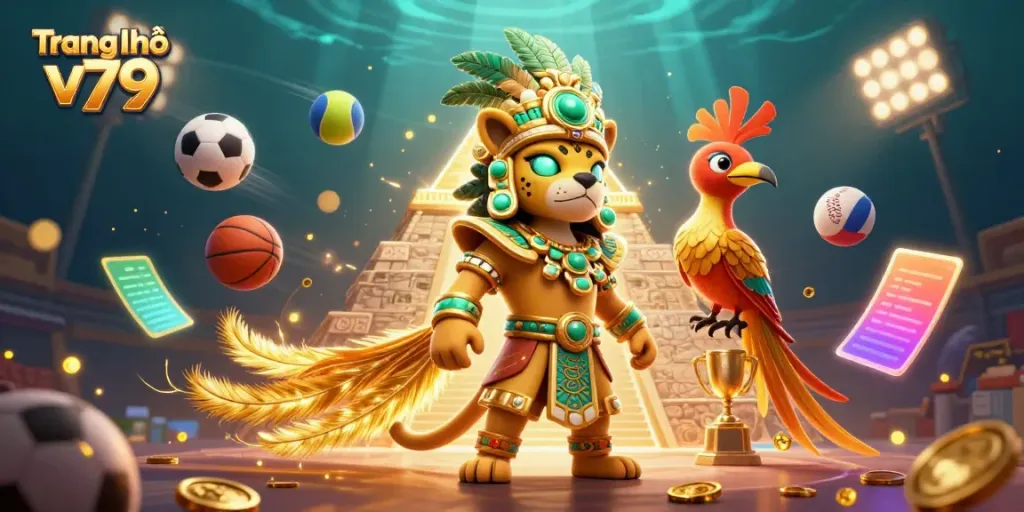 Experience the thrill of "Trang chủ v79" with vivid gambling elements, featuring legendary characters in an immersive scene.