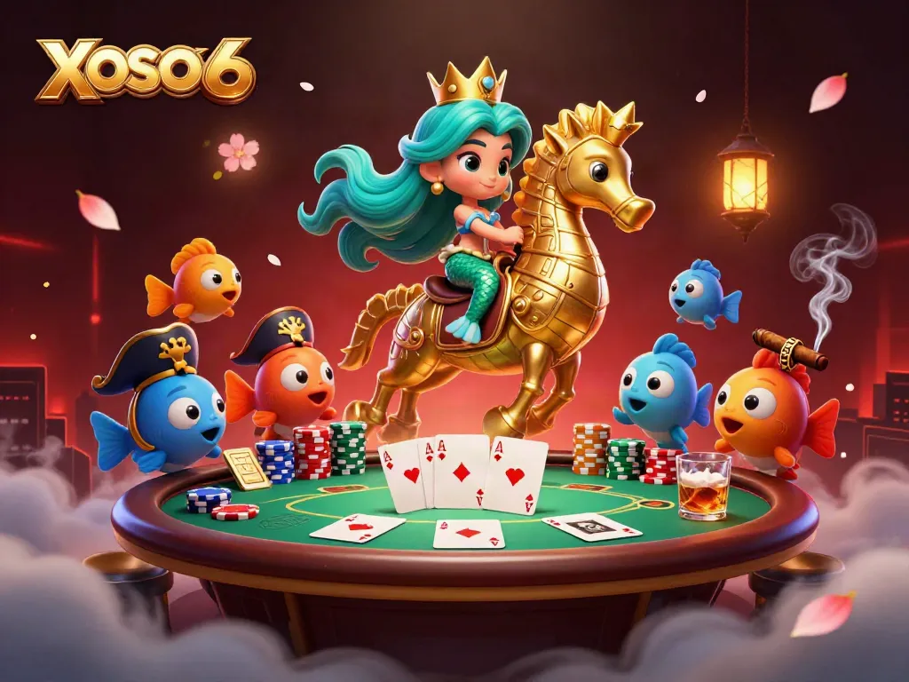 Engage with XOSO66's vibrant 3D mermaid-themed casino adventure filled with colorful elements.