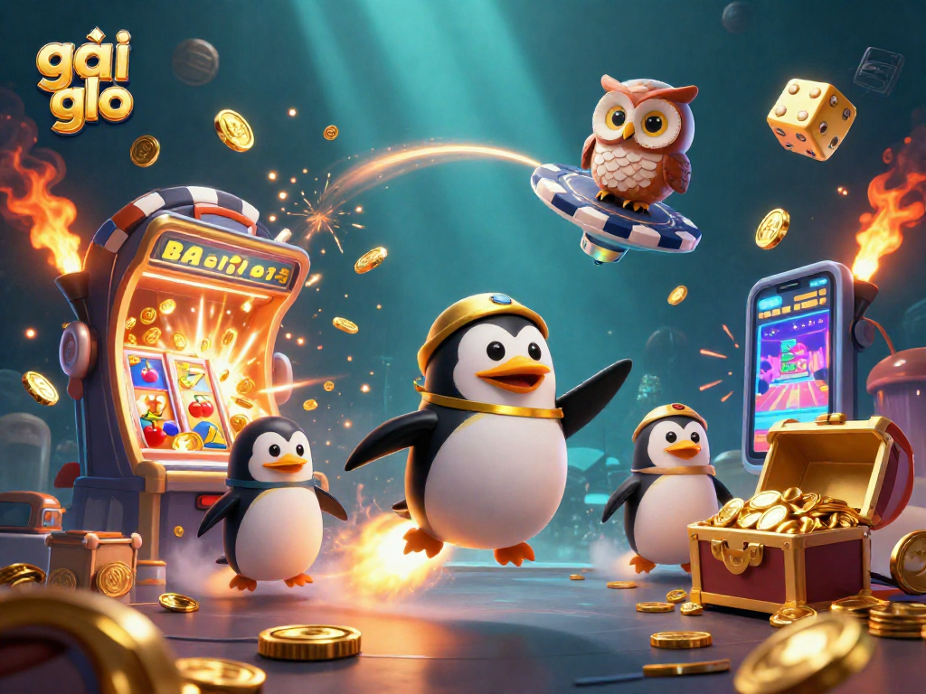 Playing slots and winning rewards with gái gọi characters in a colorful, dynamic casino scene.