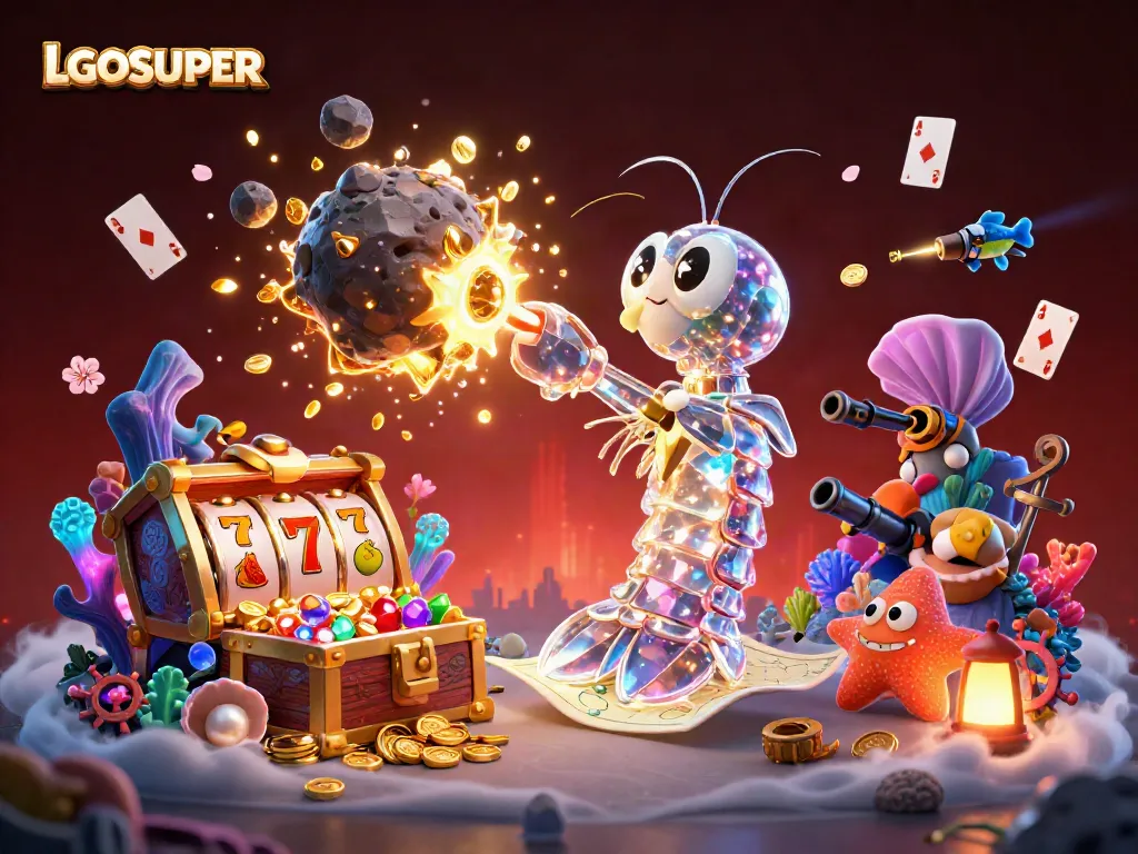 LGOSUPER captures thrilling slot action with a galactic samurai amidst gems and coins.