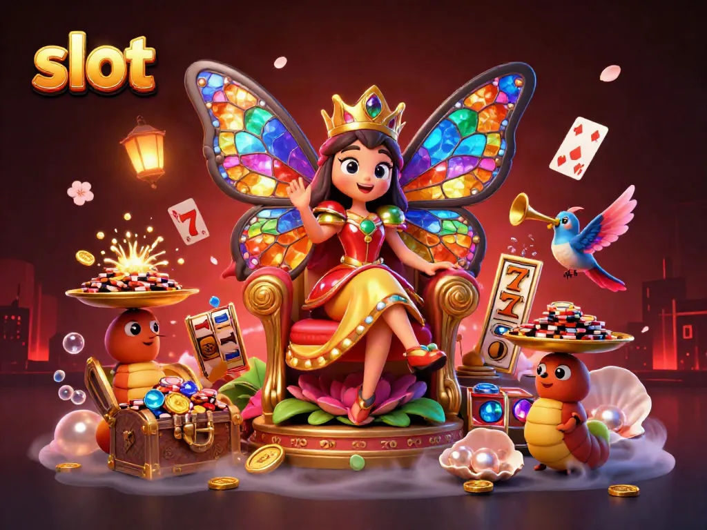 Engage in thrilling slot gameplay amid a magical 3D casino scene.
