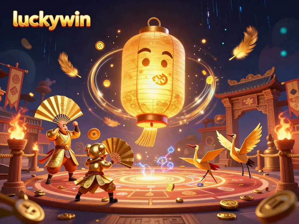Join the luck at luckywin with a vibrant 3D casino scene filled with lucky symbols and golden elements.