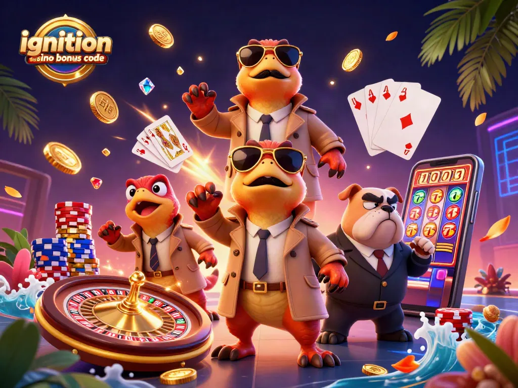 Experience vibrant fun in the VIP lounge with ignition casino bonus code and three raptors in disguise.