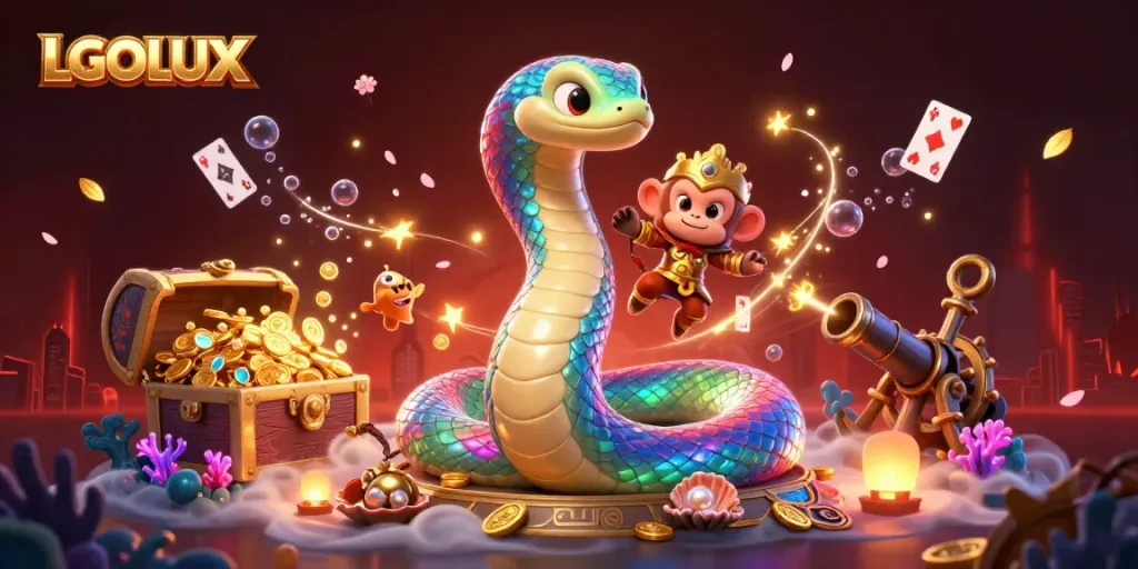 Experience exciting wins with LGOLUX as a colorful rainbow serpent and monkey king animate the gaming adventure.