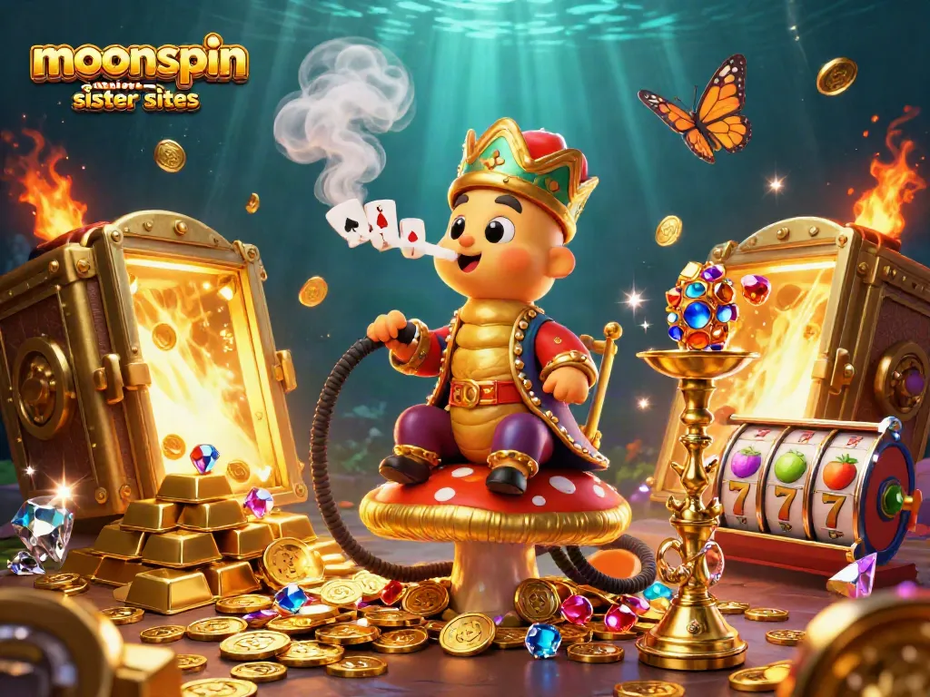 Experience fun with moonspin casino sister sites as a caterpillar master creates poker symbols in a vibrant casino