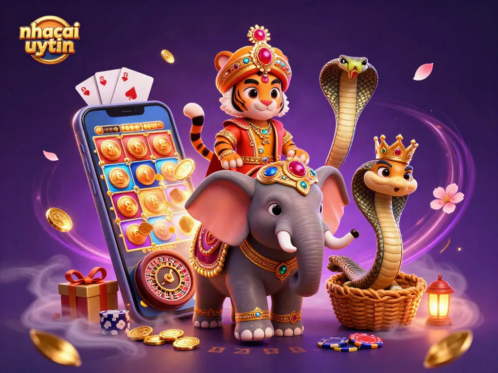 Experience thrilling gaming action with nhacaiuytin featuring a dynamic 3D casino scene.