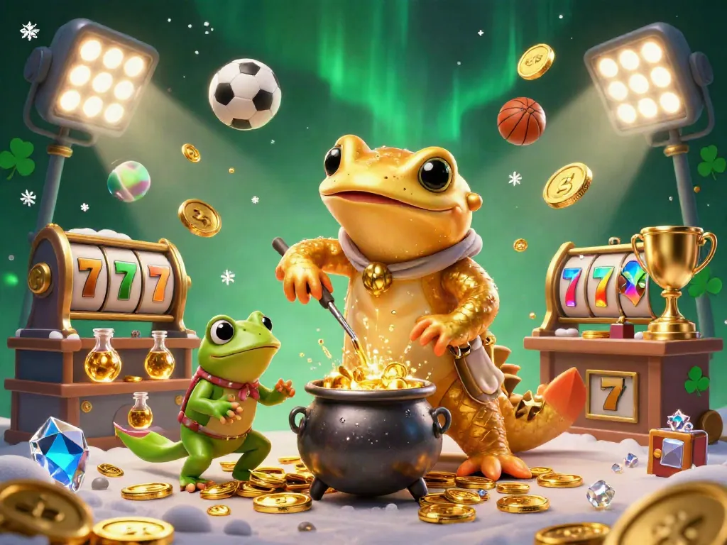 Experience thrilling slot gacor action with 3D alchemist characters creating gold in an enchanting casino.