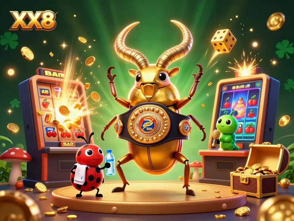 Experience the thrill of gaming with XX8 in a colorful, dynamic casino scene featuring iconic characters.