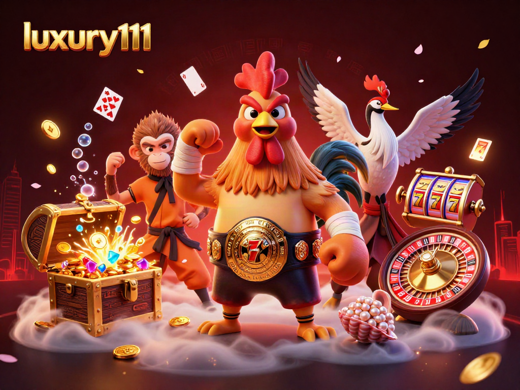 Engage with luxury111 through dynamic casino elements and vibrant characters in a thrilling illustration.
