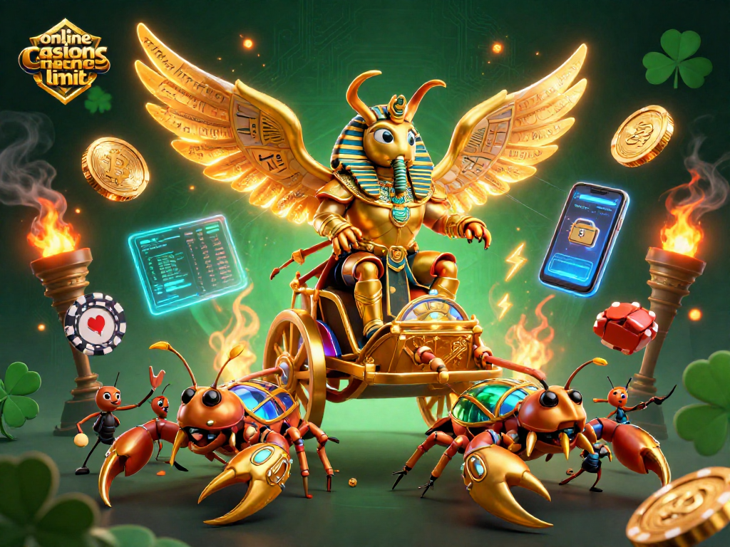 Experience thrilling action in online casinos ohne limit with a golden scarab beetle themed 3D illustration.