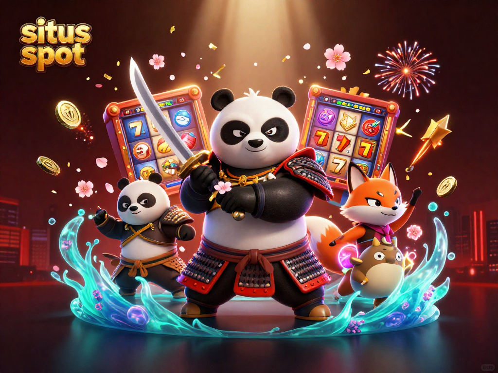 Menggandakan situs slot dengan karakter menarik dan simbol keberuntungan yang berkilau.