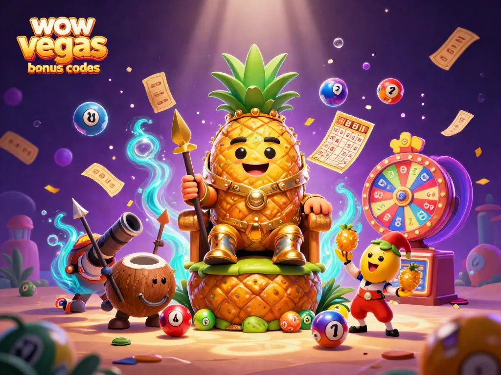 Engage with exciting WOW Vegas bonus codes amid vibrant casino elements and characters