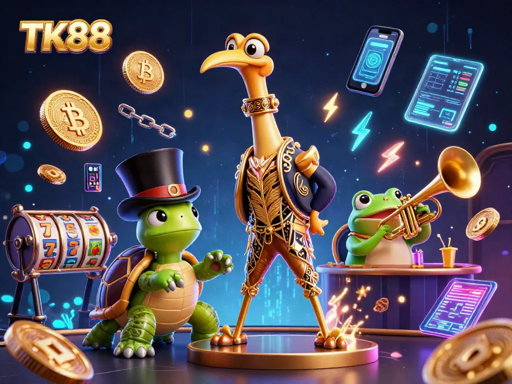 Spin to win with TK88 at a vibrant speakeasy-inspired casino scene featuring lively characters and immersive elements.