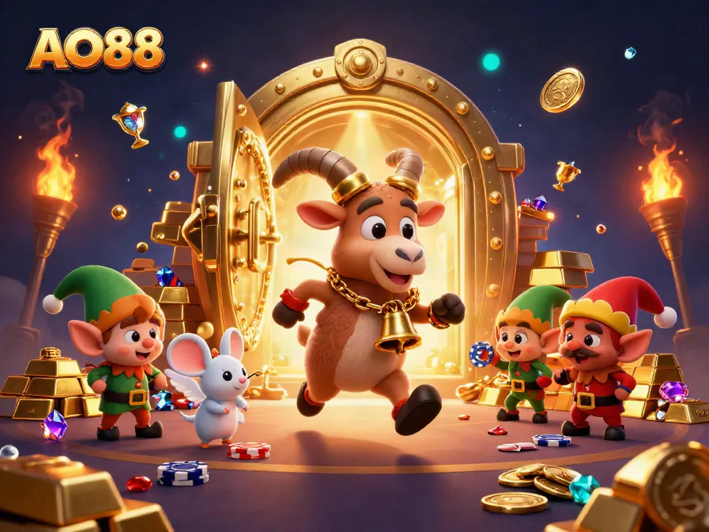 Experience thrilling gameplay at the AO88 casino with festive characters and vibrant animations.