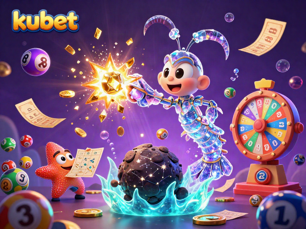 kubet showcases exhilarating fun with a galactic samurai mantis shrimp amidst a vibrant casino scene.
