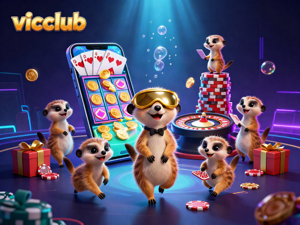 Experience vicclub's vibrant casino world with meerkats running a dynamic game operation.